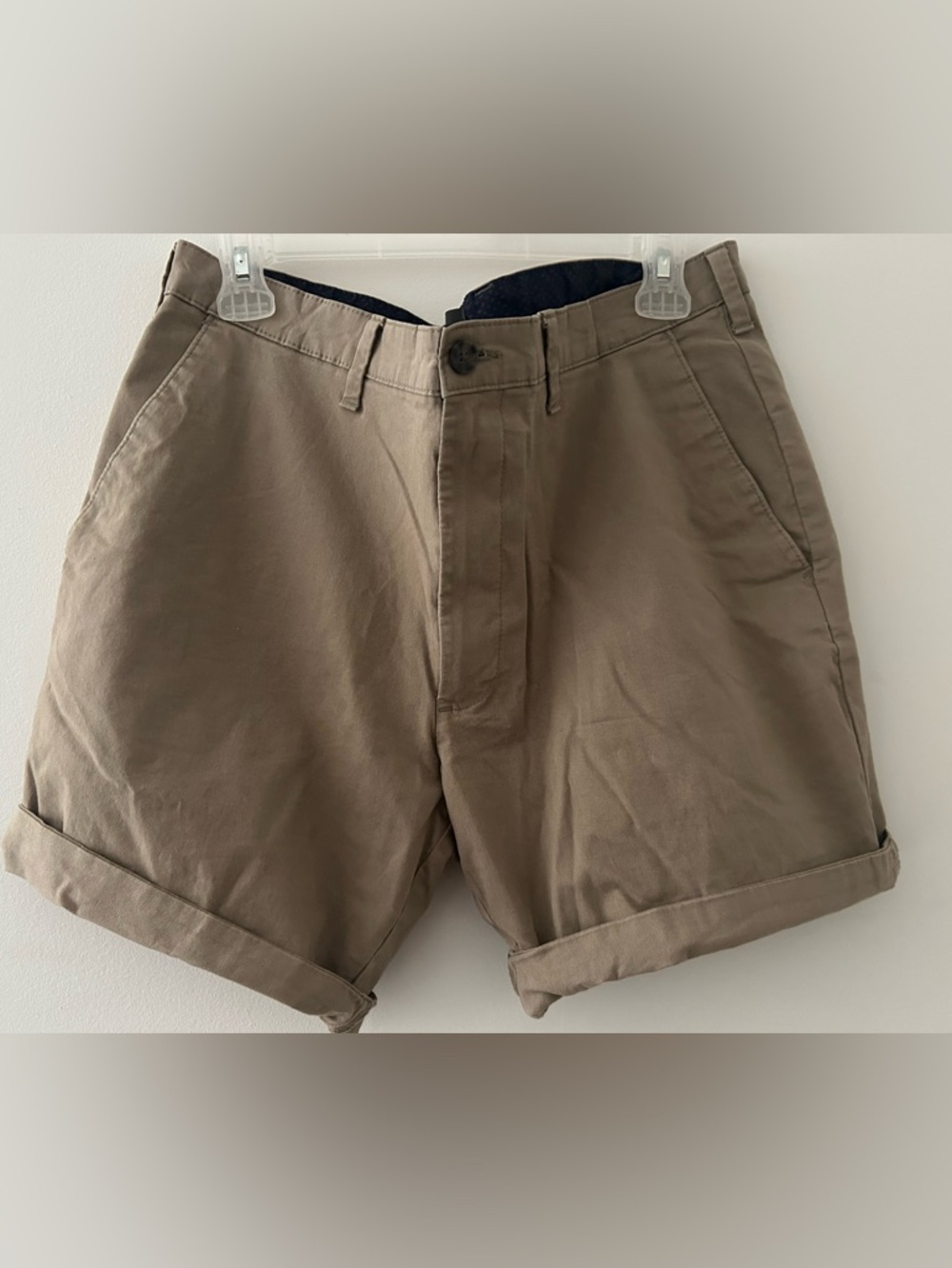 Marks & Spencer Men's Olive-Tan Flat Front Cotton Shorts